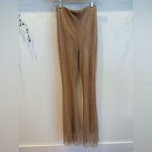 Forever 21 Rhinestone Mesh Flare Pants Nude / Tan (S)